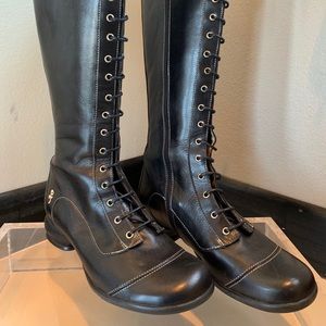 John Fluevog Lace Up Black Boots